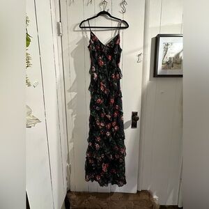 AKIRA Black and Red Floral Maxi Dress